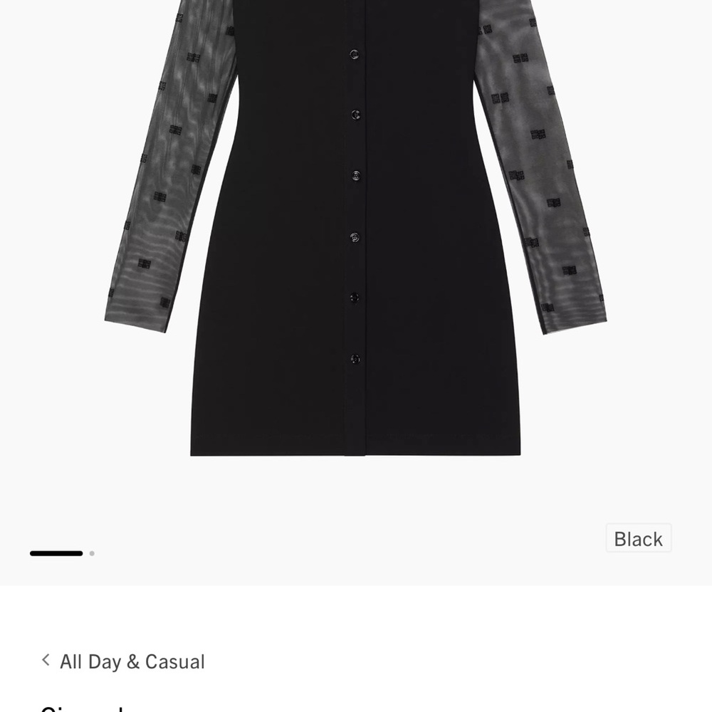 Givenchy Black Long Sleeve Cuffed Collar Dress